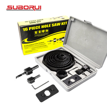 SUBORUI 16Pcs Wood Hole Saw Kit - General Purpose 3/4'' to 5'' Saw Blades & Mandrels Drill Bits Set