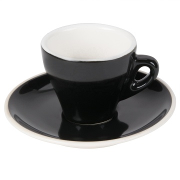 Custom Black Espresso Cups & Saucers - Ceramic Cappuccino Coffee Cup Set