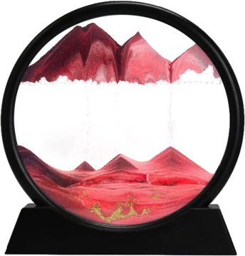 2022 7 Inch Black Rim Red Quicksand 3D Natural Landscape Hourglass