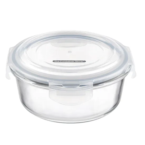 Borosilicate Glass Round Food Storage with plastic lids