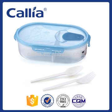 Hot Selling Oval Square Plastic Lunchh Box Microwave Lunch Box with cutlery