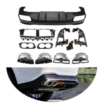 GLS63 Rear Diffuser with Double Square Exhausts Tips and Rear Lip for Mercedes Benz GLS Class X167 Bodykit 2020-2021