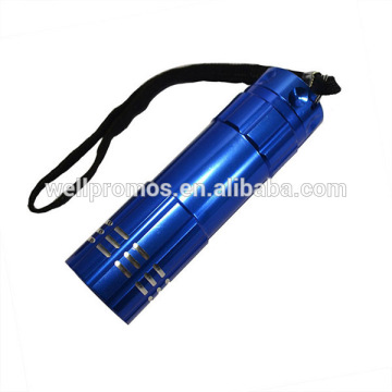 mini aluminum 9 led flashlight as gift