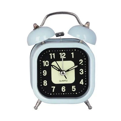 Square Luminous Dial Twin Bell Table Alarm Clock