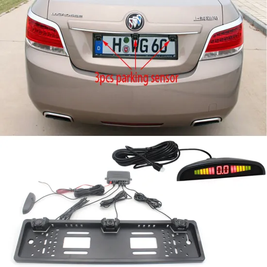 OkeyTech Auto Parktronic LED Parking Sensor Kit 19mm Sensors European License Plate Frame Reverse Backup Radar Monitor Detector