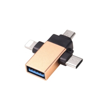 USB 3.0 OTG 3-in-1 Adapter: USB A Female to USB C Micro Lite High Speed
