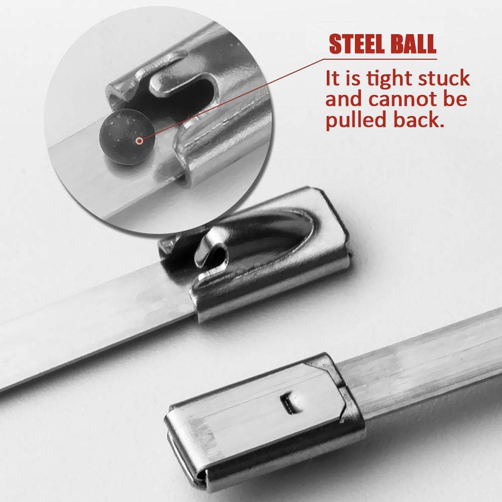 1 Stainless Steel Cable Tie with Self-Locking Ball Buckle
