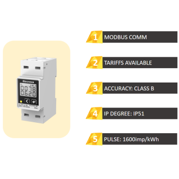 Medidor de energía multi funcional LCD de una sola fase 63A