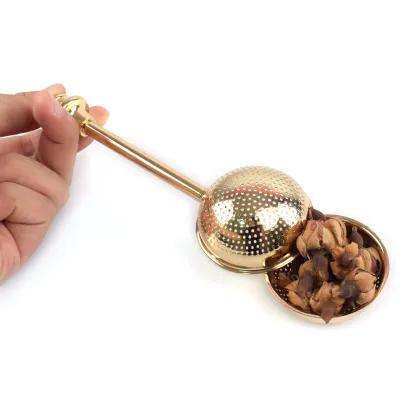 Stainless Steel Fine Mesh Gold Tea Ball Strainer for Loose Leaf Teas