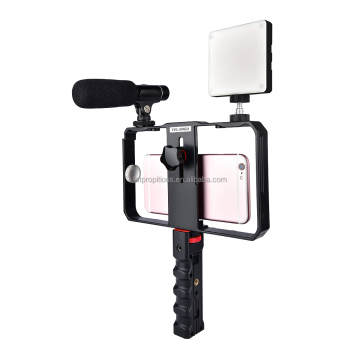 PC02 Phone Cage Video Rig Dual Handle Stabilizer Tripod for iPhone and Android
