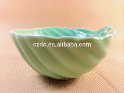 Japanese colorful celadon ceramic rice bowl in unique shape
