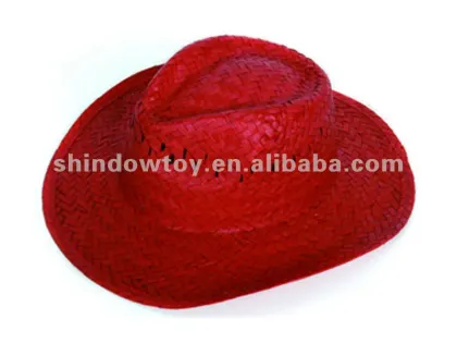Red natural straw hat, Promotion red straw hat