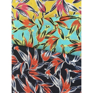Tropical Design Polyester Bubble Crepe Printing Fabric