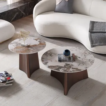 Sintered Stone Luxury golden Stainless steel Coffee Table