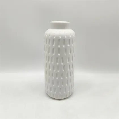 Textured White Ceramic Vase