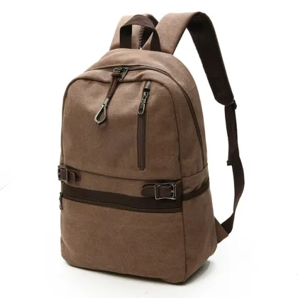 The new pure color canvas backpack men's backpack
