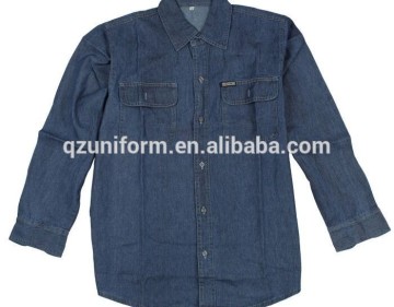 OEM custom 100%Cotton Long Sleeve Denim Welding Shirts Workwear