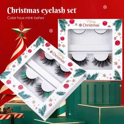 Halloween Christmas Glitter Lashes - 2 Pairs Exaggerated DIY Dramatic Eyelashes for Party