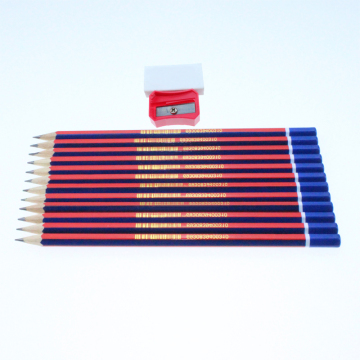 Custom Striped Wooden Pencils with Black Lead and Built-in Sharpener