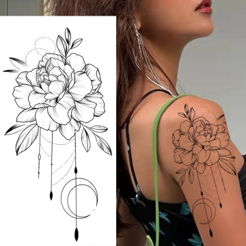 Adesivi per tatuaggi floreali in stile Schizzo all'ingrosso: disegni delicati in bianco e nero comprese le rose