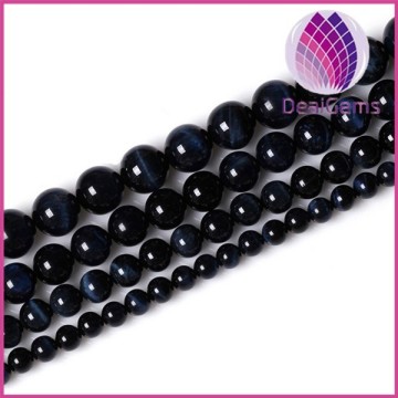 High quality natural blue tigereye round loose beads