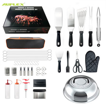 Hot Sale BBQ Accessories Stainless Steel Grill Tool Set with Spatula, Fork, Brush & BBQ Tongs, Storage Case