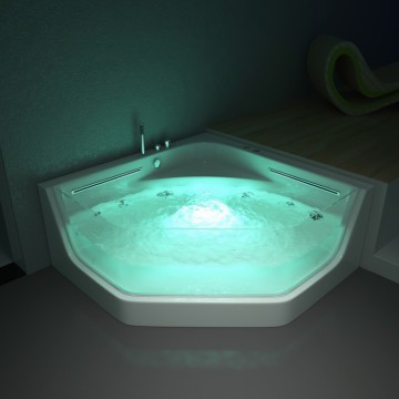 White Acrylic Double Fan-Shaped MSAA Whirlpool Bathtub for Small Spaces