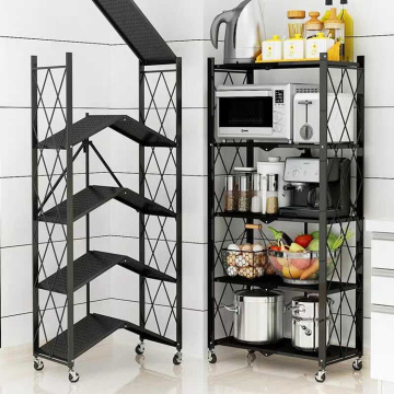 Wheeled No Installation 4-layer Collapsible Storage Racks