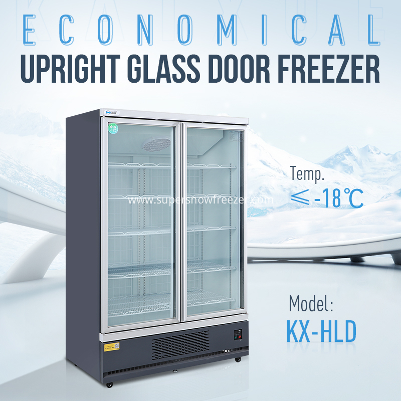 Supermarket 2 sliding door upright freezer display refrigerator price3