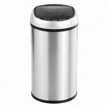 Automatic Sensor Trash Can with 12L Capacity and 4 x AA Batteries, Made of Stainless Steel