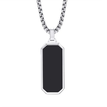 Απλό μαύρο Titanium Steel Vintage Oil-Drip Men's Κολιέ-ευπροσάρμοστο σχεδιασμό μεταξύ