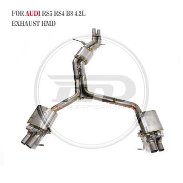 HMD Stainless Steel Exhaust Catback For AUDI RS4 RS5 B8 2012-2016 4.2L With Muffler Valve Exhaust Racing Parts Pipes