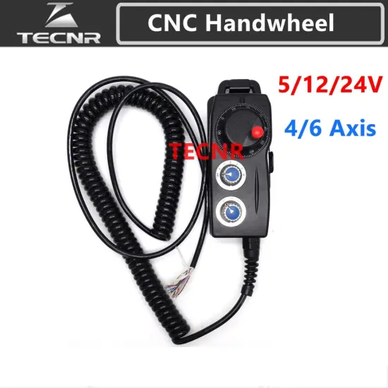 4 6 Axis MPG Universal Pendant Handwheel manual pulse generator 5V 12V 24V for cnc router machine TECNR