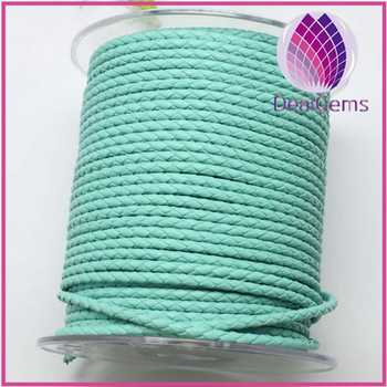 light green 3.0mm braided real leather cord for bracelet