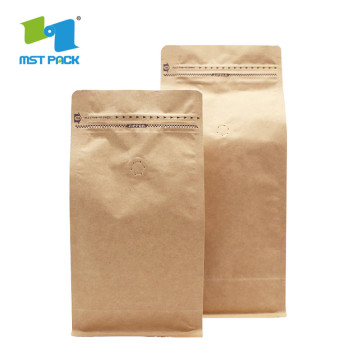 Groothandel aangepaste platte bodem klep Ziplock koffie tas