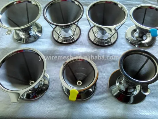 YS manufacturer Stainless Steel Wire Pour Over Cone Dripper Reusable washable Coffee Mesh Filter