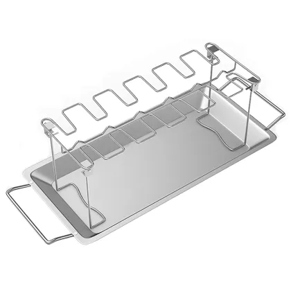 Chicken Wing & Leg Rack Stainless Steel Vertical Roaster Stand & Drip Pan