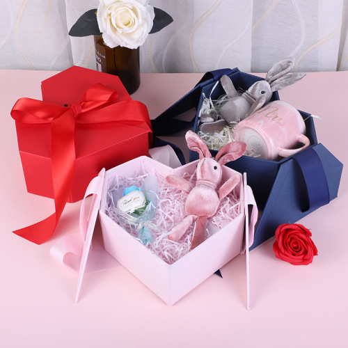 Custom Small Ribbon Paper Gift Box Heart Shaped