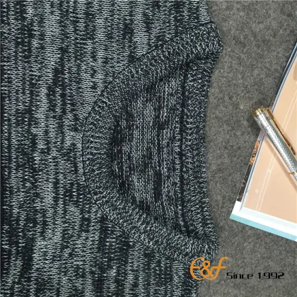 Short Sleeves Crew Collar Stripe Slit Sweater for Men