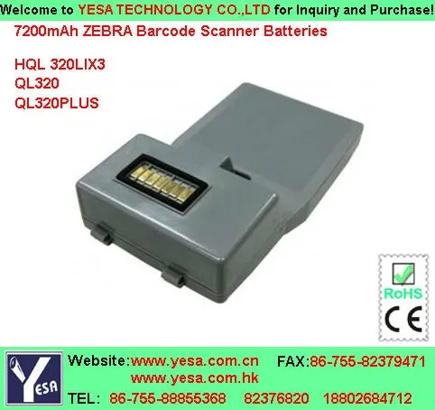 Battery for Zebra Barcode Scanner HQL320LIX3 QL320 QL320PLUS