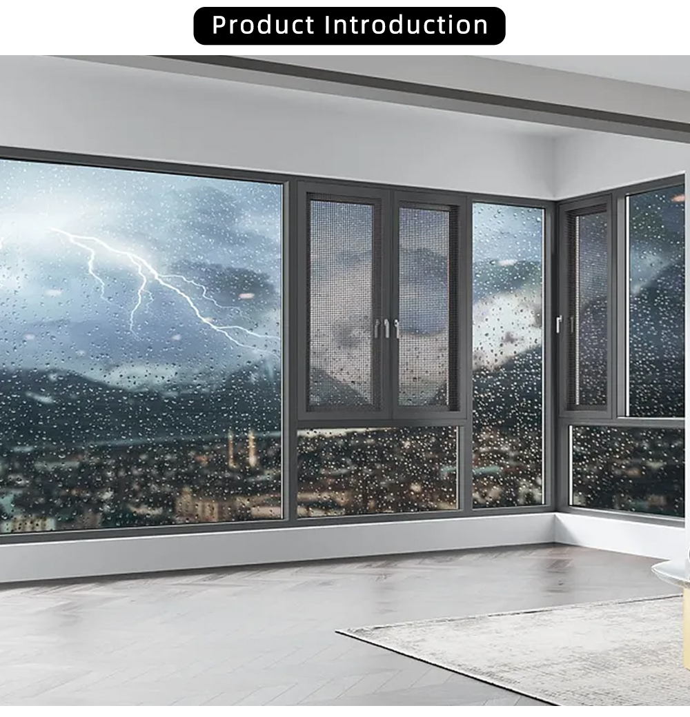 Modern Aluminum Window with Security Mesh x