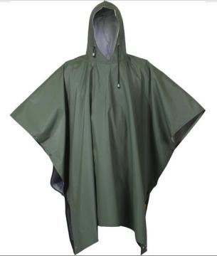 Heavy Duty Waterproof PU Rain Poncho For Men
