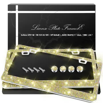 2024 Durable Girly Glitter Tag Frames - Bling License Plate Frame Bedazzled Sparkly Caps