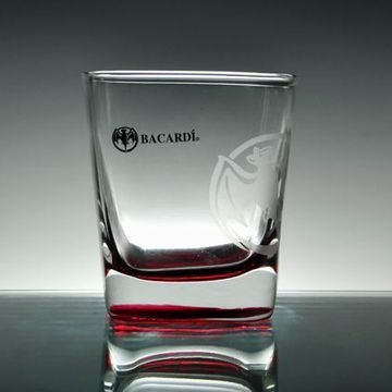 Special Type Whiskey Glass with Logo, Red Bottom and 340mL Capacity, Measures 87 x 70 x 92mm