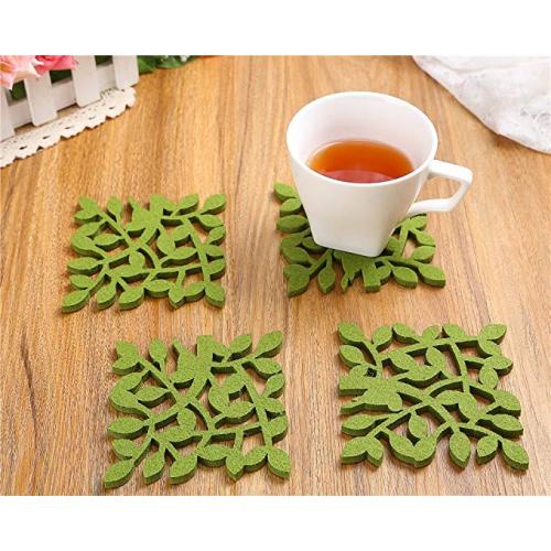 Green drink Coaster avec motif de feuille