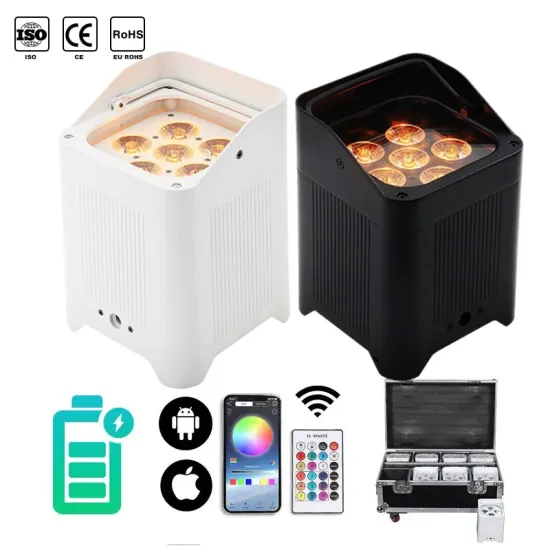 Waterproof 12Pcs LED Lights Truss with Charging Case - 4x18W RGBWA+UV 6in1 Wireless WiFi PAR Light Battery Operated