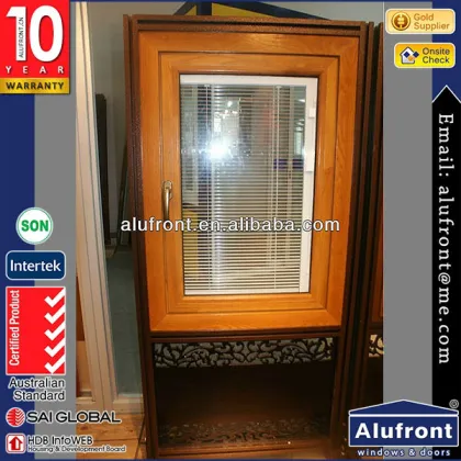 Aluminum Clad Wood Hinged Windows With Built-in Blinds/Casement Window/Swing Window