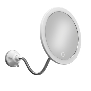 Tinggi LED LED Bathroom Suction Cup Mirror dengan tabung logam dan perbesaran 10x