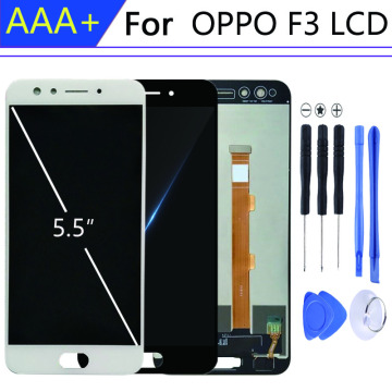 For 5.5 inch pantalla OPPO F3 display in Mobile Phone LCDs Touch Screen F3 LCD Frame Digitizer Assembly Parts 10-Touch