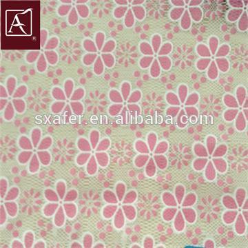 pink flower embroidery lace curtain fabric for dress